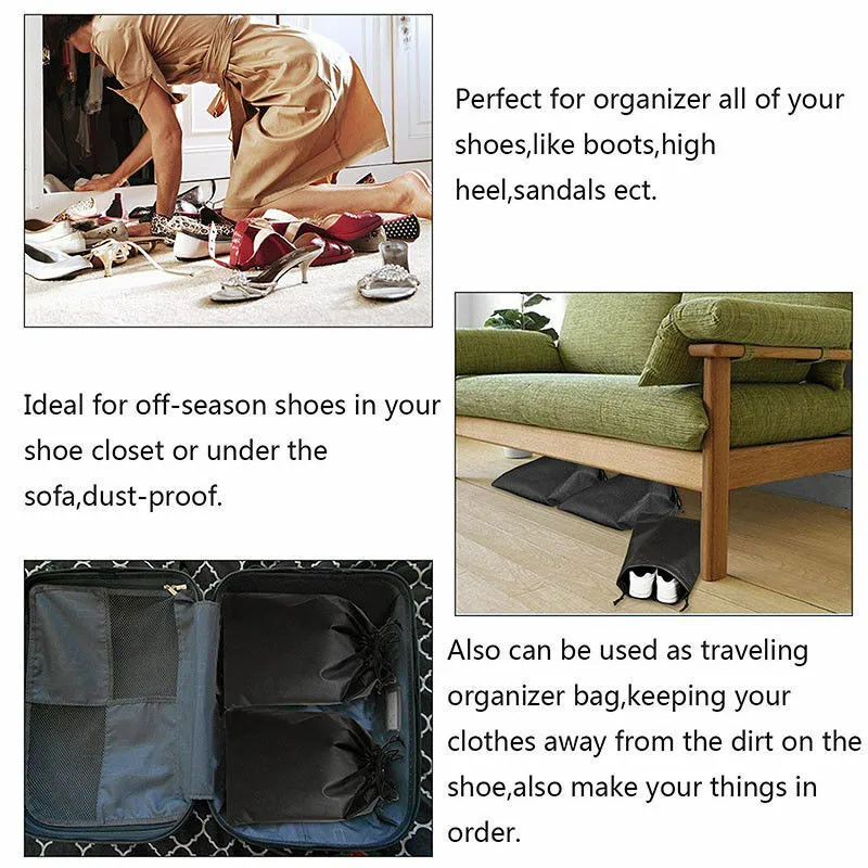 US 12PCS Boot Shoe Toy Storage Drawstring Bag Travel Organizer Large Dust-proof