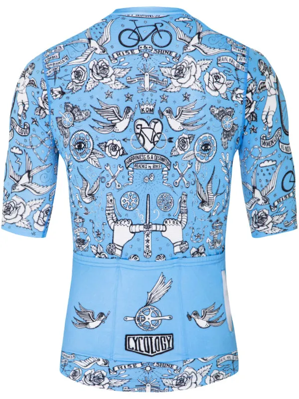 Velo Tattoo Men's Race Jersey Blue